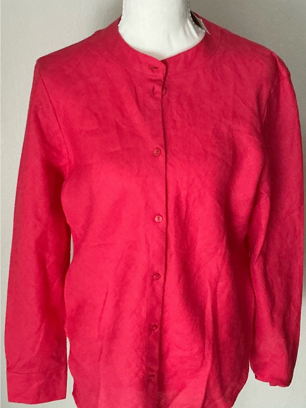 J. Crew Button-Down Top in Vibrant Pink 100% Linen Size 10
